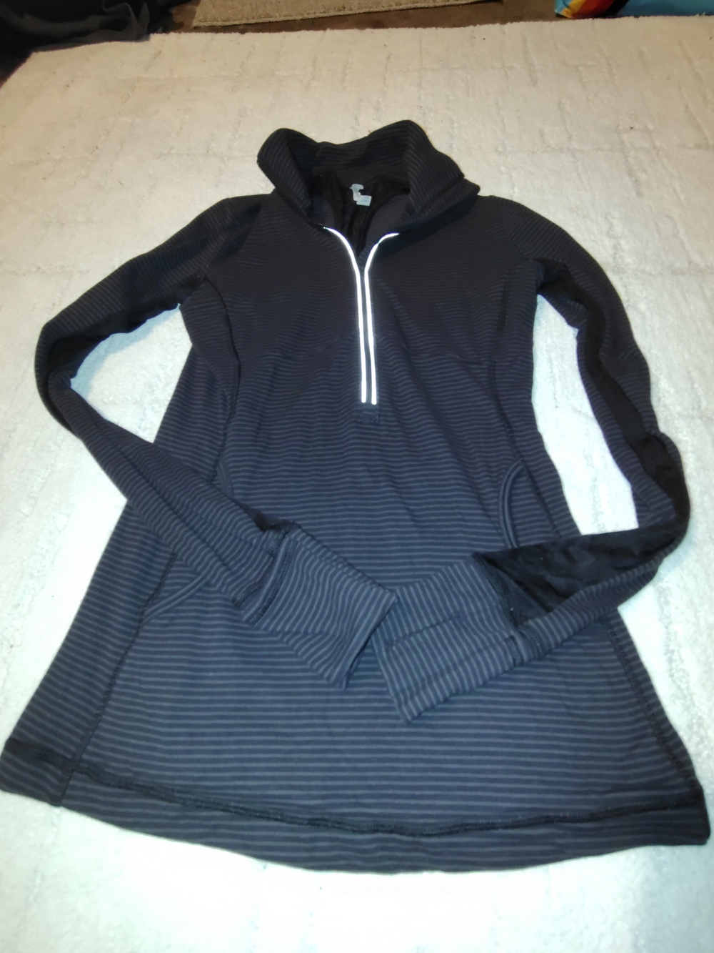 lululemon athletica Black Striped Long-Sleeve Quarter-Zip Top